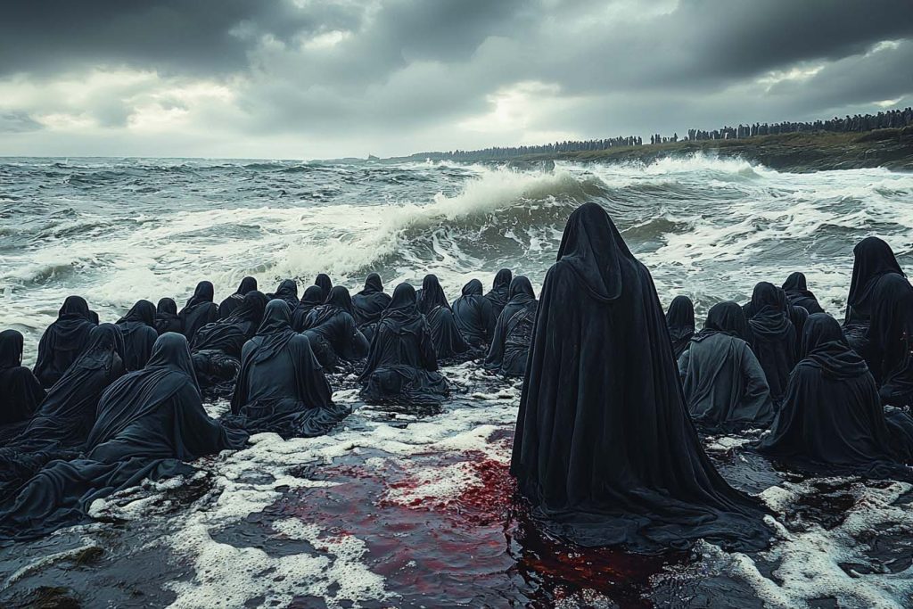 Fribians performing a dark ritual by the Arnarise Sea